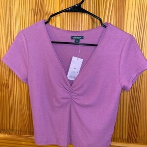 Purple Ruched Crop Tee